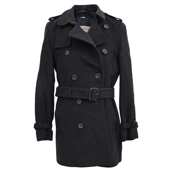 Burberry London Double Breasted Coat Black Wool